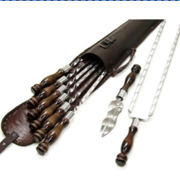 Набор шампуров в кожанном колчане (45 СМ) «МЕДВЕДЬ» №1