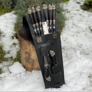 Набор шампуров в кожаном чехле «ХИЩНИК»